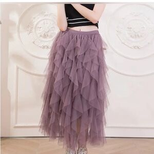 Soho Apparel Mauve Purple Layered Tulle Boho Maxi Skirt XL